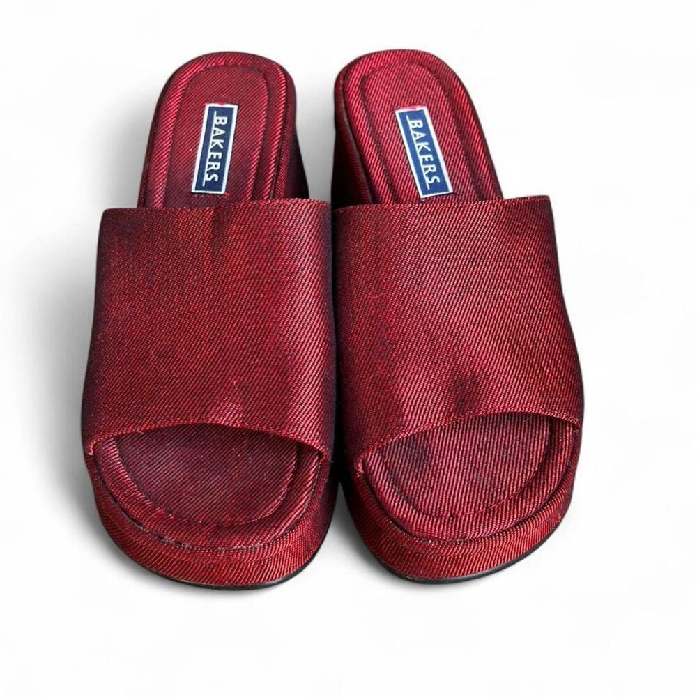 Baker’s Y2k Red Satin Chunky Platform Slides. Nev… - image 4